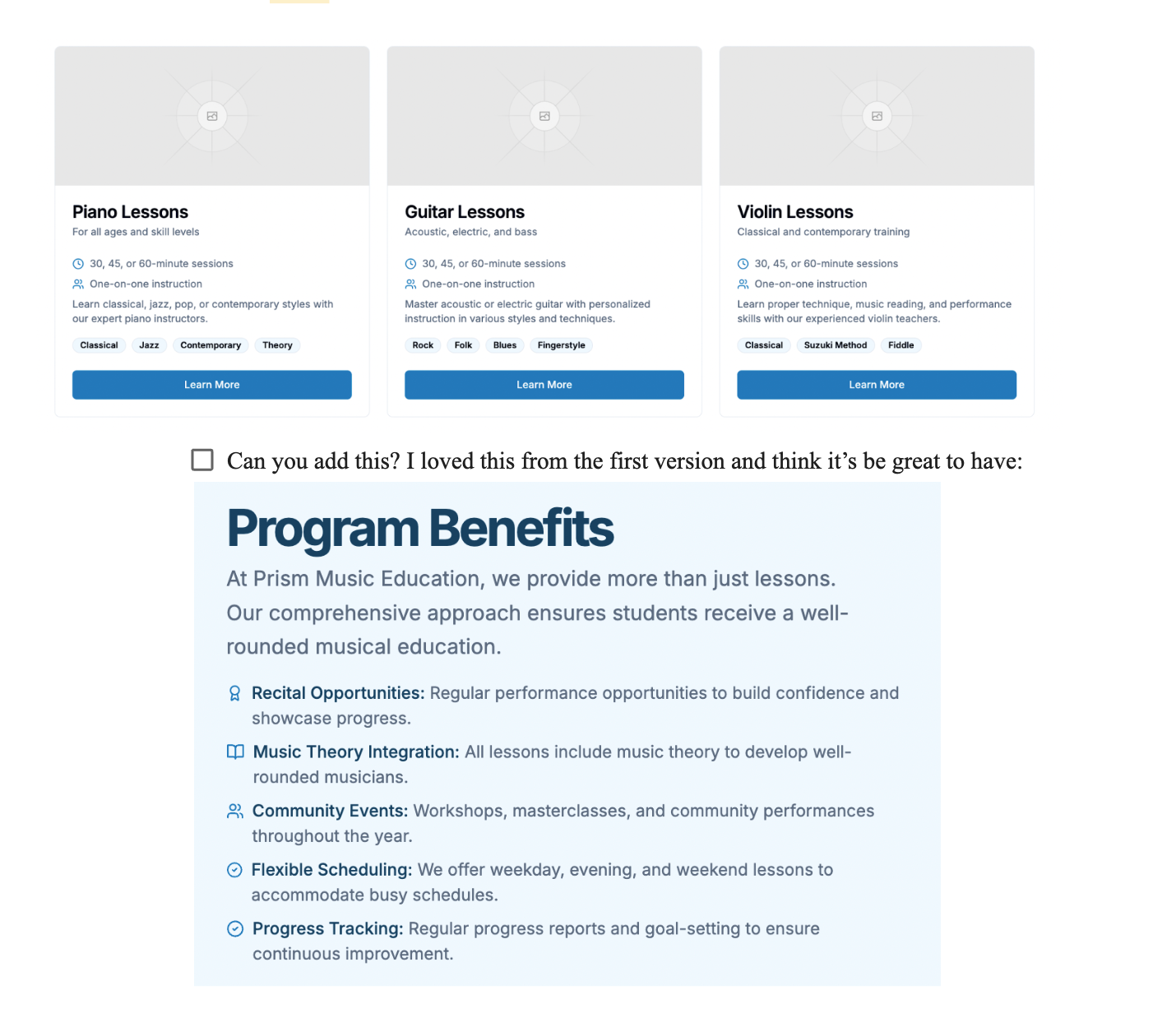 Program benefits and features